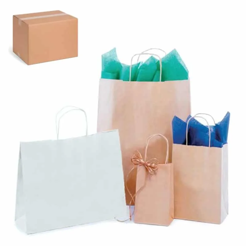 Buste shopper carta bianche o avana con manici cordino